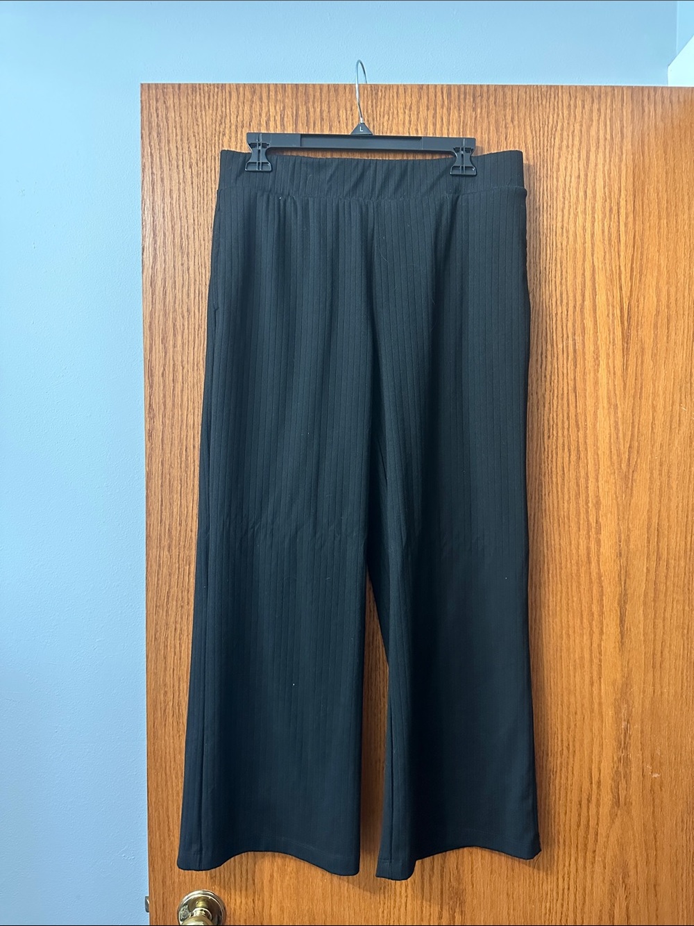 Zac & Rachel Black Wide-Leg Knit Pants